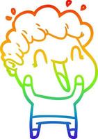 rainbow gradient line drawing cartoon happy man vector