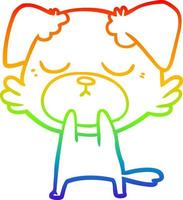 rainbow gradient line drawing cute cartoon dog vector