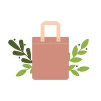 Shopping bag flat icon. Cotton eco bag or paper package. Conscious consumption zero waste concept. Vector illustration