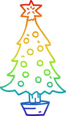 rainbow gradient line drawing cartoon christmas tree