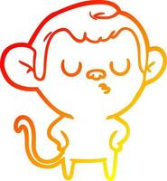 warm gradient line drawing cartoon monkey vector