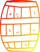 warm gradient line drawing cartoon beer barrel vector