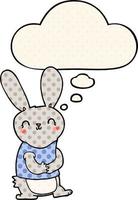 cute cartoon rabbit and thought bubble in comic book style vector