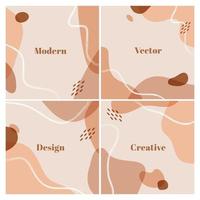 Set of square modern background with abstract organic shapes and lines. Stylish design template with space for text. Vector illustration