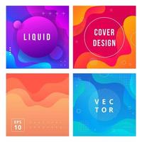 Set of square minimal template in modern style with fluid wavy shapes. Abstract background for branding. Minimal dynamic cover design with geometric element. Vector illustration