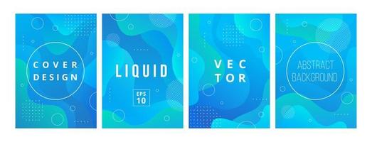 conjunto de plantillas mínimas en un diseño de estilo moderno con formas onduladas fluidas. fondo abstracto para la marca. diseño de portada dinámico mínimo con elemento geométrico en color azul. ilustración vectorial vector