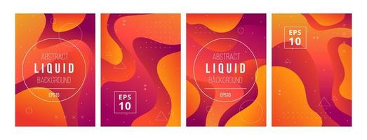 Set of minimal template in modern style design with fluid wavy shapes. Abstract background design for branding. Minimal dynamic cover design with geometric element in bright color. Vector illustration