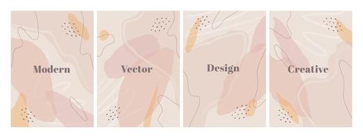 elegante conjunto de plantillas de diseño con formas orgánicas abstractas en colores pastel. fondo moderno para el diseño de marcas de belleza. formato vertical a4. ilustración vectorial vector