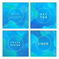 Set of minimal template in modern style with fluid wavy shape. Abstract square background for branding. Minimal dynamic cover design with geometric element in blue color. Vector illustration