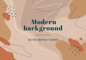 Stylish background with organic abstract shapes, spot, line in brown colors. Contemporary banner in Bauhaus style. Modern template for beauty branding design, presentation, flyer. Vector Illustration