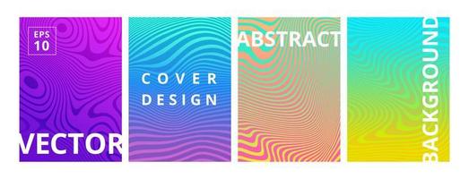 Set of modern abstract pattern background with line gradient texture. Minimal dynamic cover design for branding. Minimalistic hipster colored banners in bright colors. Vector illustration