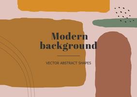 Stylish templates with organic abstract shapes and line in brown colors. Neutral background in minimalist style. Contemporary vector Illustration