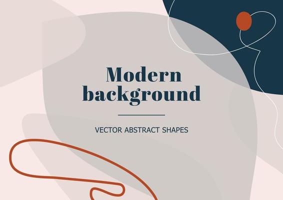 Stylish template with organic abstract shapes and line in neutral colors. Modern background in minimalist style with space for text. Contemporary vector Illustration