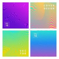 Set of modern abstract pattern background with line gradient texture. Minimal square cover design for branding. Minimalistic hipster colored banners in bright colors. Vector illustration