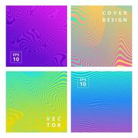 Set of modern abstract pattern background with line gradient texture. Minimal square cover design for branding. Minimalistic hipster colored banners in bright colors. Vector illustration