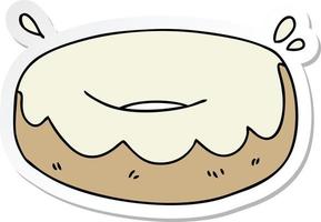 sticker of a quirky hand drawn cartoon iced donut vector