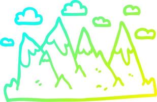 cold gradient line drawing cartoon mountain range vector