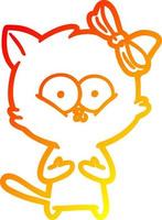 warm gradient line drawing cartoon cat vector