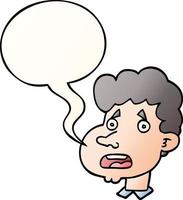 cartoon shocked man and speech bubble in smooth gradient style vector