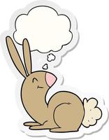 cute cartoon rabbit and thought bubble as a printed sticker vector