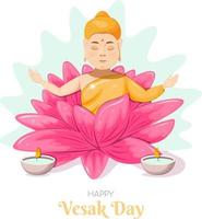 Happy Vesak Day. Greeting postcard Buddha vector