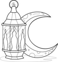 Coloring page. Lantern and a month vector