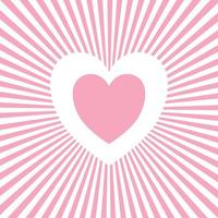 Sunburst and heart on white background. vector