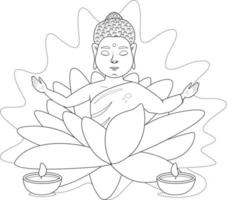 Coloring page. Buddha with lotus vector