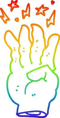 rainbow gradient line drawing cartoon spooky magic hand