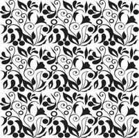 Black Color Floral Elements Seamless Pattern Background Design vector