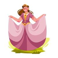 Happy Princess Character With Beautiful Dress vector