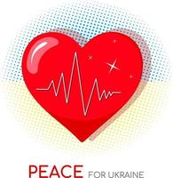 un corazón con mensaje de paz para ucrania vector