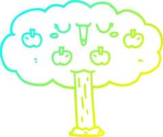 cold gradient line drawing cartoon apple tree vector