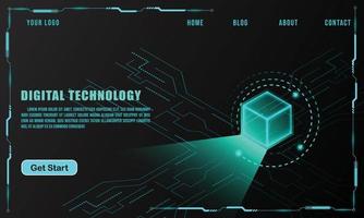 technology concept for web banner template or brochure , Blue colour. vector