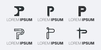 conjunto de diseño creativo del logotipo de la letra p del monograma vector