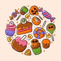 Halloween Trick Or Treat Cute Cartoon Candy Icon Collection vector