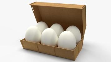 eggs in paper box on white background 3d rendering for food content. photo