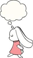 cute cartoon rabbit and thought bubble vector