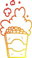 warm gradient line drawing cartoon popcorn vector