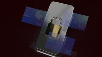 The smart phone and master key 3d rendering for mobile security content. photo