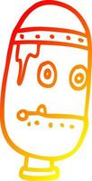 warm gradient line drawing cartoon retro robot head vector