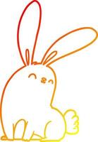 warm gradient line drawing cute cartoon rabbit vector