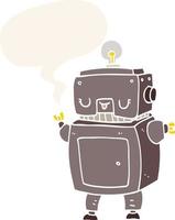cartoon robot and speech bubble in retro style vector