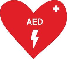 Aed icon with heart on white background. vector