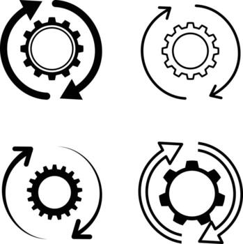 Gears and Rotating icon set. vector