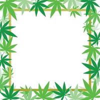 Cannabis leaf with gold frame background. vector