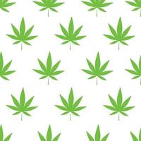 Cannabis leaf seamless pattern on white background. vector