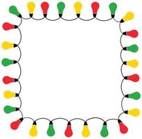 Christmas lights frame isolate on white background. vector