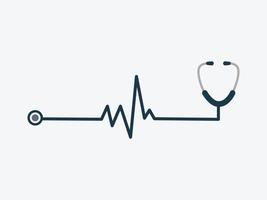 Stethoscope and Heartbeat graph pulse isolate on white background. vector