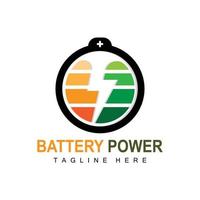diseño del logotipo de la batería, ilustración de carga de tecnología, vector de marca de la empresa